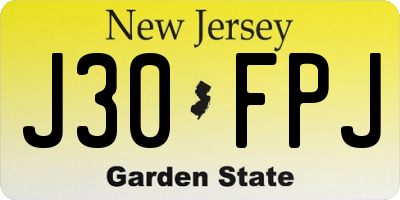 NJ license plate J30FPJ