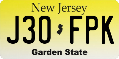 NJ license plate J30FPK