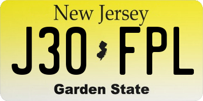 NJ license plate J30FPL