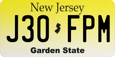 NJ license plate J30FPM