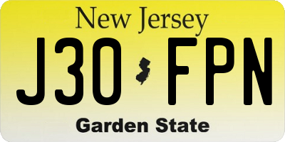 NJ license plate J30FPN