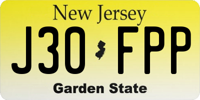 NJ license plate J30FPP