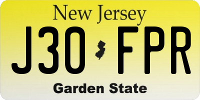 NJ license plate J30FPR