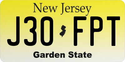 NJ license plate J30FPT