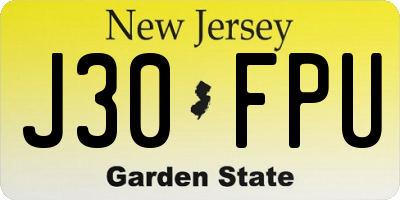NJ license plate J30FPU