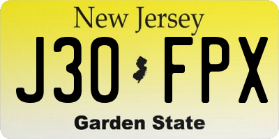 NJ license plate J30FPX