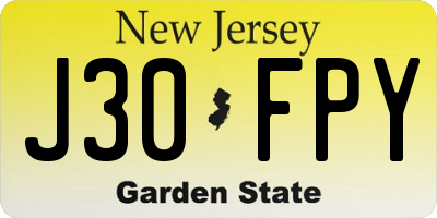 NJ license plate J30FPY