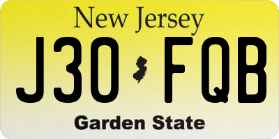 NJ license plate J30FQB