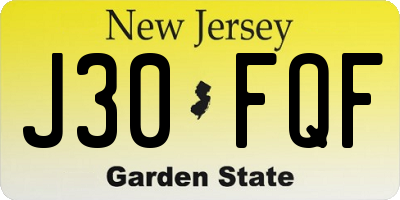 NJ license plate J30FQF
