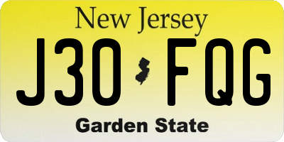 NJ license plate J30FQG