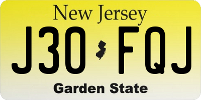 NJ license plate J30FQJ