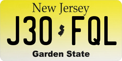 NJ license plate J30FQL