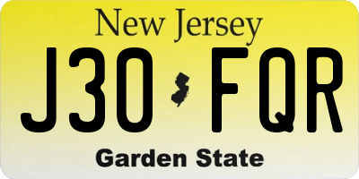 NJ license plate J30FQR