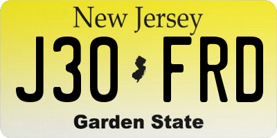 NJ license plate J30FRD