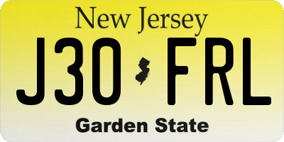 NJ license plate J30FRL