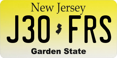 NJ license plate J30FRS
