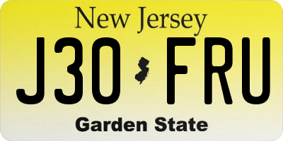 NJ license plate J30FRU