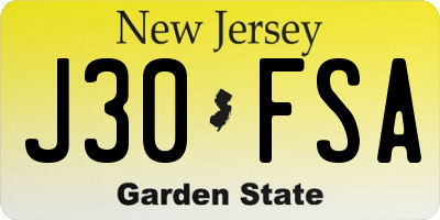 NJ license plate J30FSA