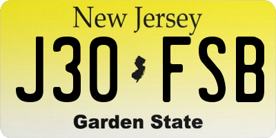 NJ license plate J30FSB