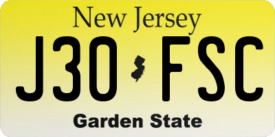 NJ license plate J30FSC