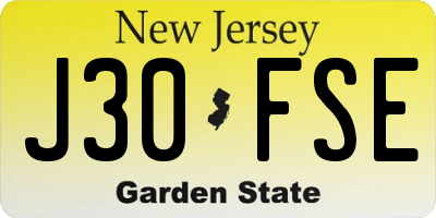 NJ license plate J30FSE
