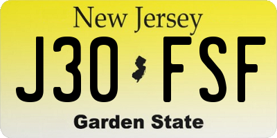 NJ license plate J30FSF
