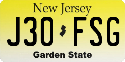NJ license plate J30FSG