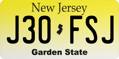 NJ license plate J30FSJ