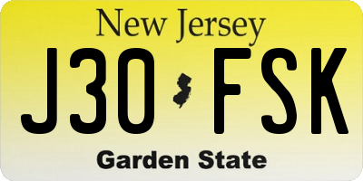 NJ license plate J30FSK