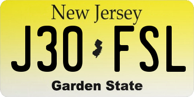 NJ license plate J30FSL