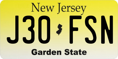 NJ license plate J30FSN