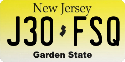 NJ license plate J30FSQ
