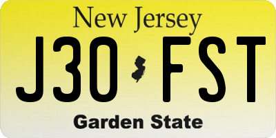 NJ license plate J30FST