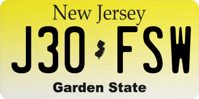 NJ license plate J30FSW
