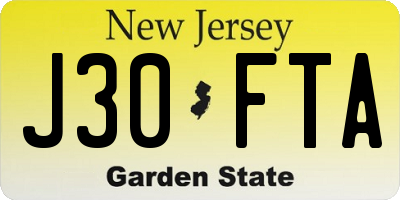 NJ license plate J30FTA