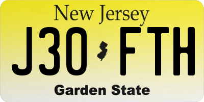NJ license plate J30FTH
