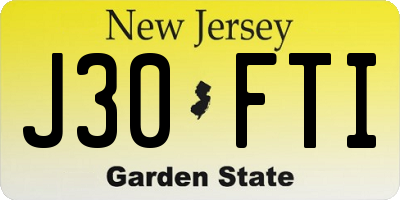NJ license plate J30FTI