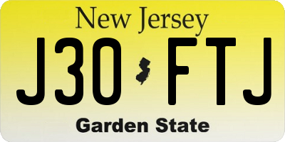 NJ license plate J30FTJ