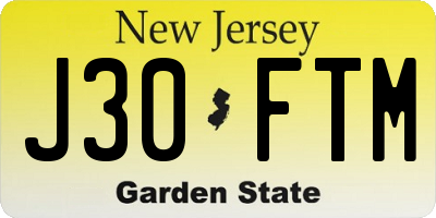 NJ license plate J30FTM
