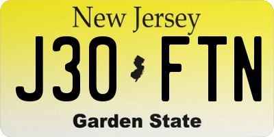NJ license plate J30FTN