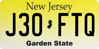 NJ license plate J30FTQ
