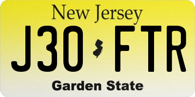 NJ license plate J30FTR