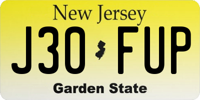 NJ license plate J30FUP