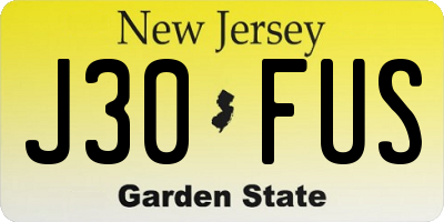NJ license plate J30FUS