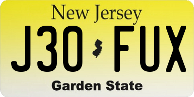 NJ license plate J30FUX