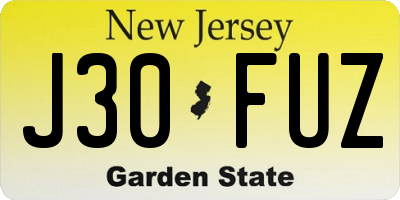 NJ license plate J30FUZ