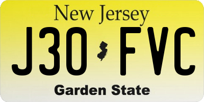 NJ license plate J30FVC