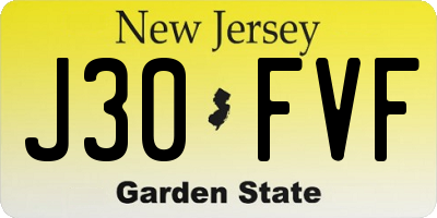 NJ license plate J30FVF