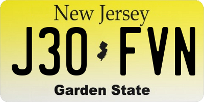 NJ license plate J30FVN