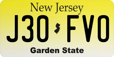 NJ license plate J30FVO
